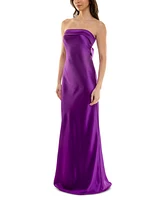 Emerald Sundae Juniors' Strapless Drape-Back Satin Gown, Created for Macy's