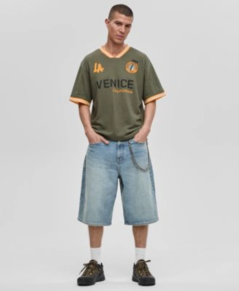 Mode Of One Mens Mode Of One Mens Relaxed Fit Short Sleeve Waffle Knit Logo T Shirt Metro Light Jean Shorts Exclusively At Macys