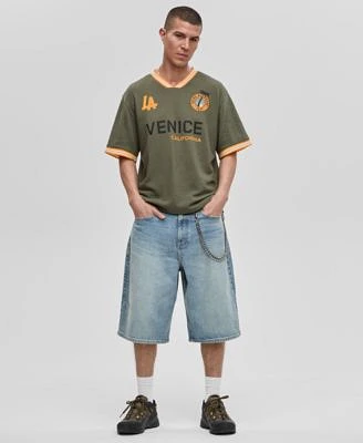 Mode Of One Mens Mode Of One Mens Relaxed Fit Short Sleeve Waffle Knit Logo T Shirt Metro Light Jean Shorts Exclusively At Macys