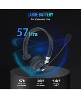 Noise-Canceling Rechargeable Wireless Headset with Ambidextrous Microphone