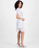 Sandra Darren Petite Eyelet-Embroidered Sheath Dress