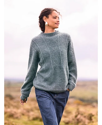 Celtic & Co. Women's Gansey British Wool High Neck Sweater