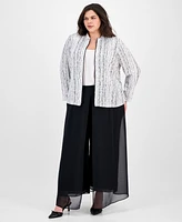 Alex Evenings Plus Flowy Chiffon Wide-Leg Evening Pants