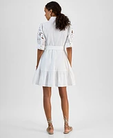 I.n.c. International Concepts Petite Belted Eyelet Mini Dress, Exclusively at Macy's