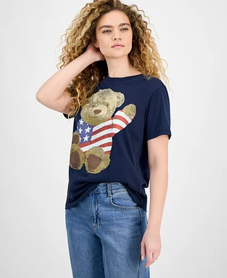 Grayson Threads, The Label Juniors' Usa Teddy Bear Graphic T-Shirt