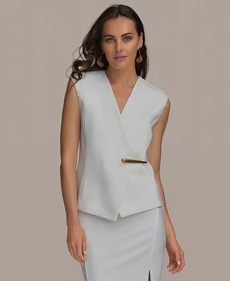 Donna Karan New York Women's V-Neck Hardware-Trim Vest