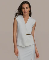 Donna Karan New York Women's V-Neck Hardware-Trim Vest