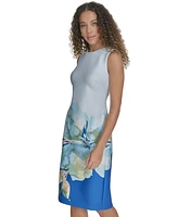 Calvin Klein Women's Floral-Border Sleeveless Sheath Dress