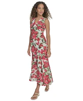 Calvin Klein Women's Floral V-Neck Sleeveless Midi Dress