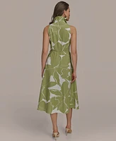 Donna Karan New York Women's Printed Linen-Blend Shirtdress