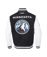 Pro Standard Men's Black Minnesota Timberwolves 2024/25 City Edition Chenille Applique Full-Zip Wool Varsity Jacket