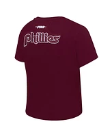 Pro Standard Women's Burgundy Philadelphia Phillies Game Day Classics Baby Doll Cropped T-Shirt