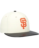 New Era Men's Cream San Francisco Giants Game Night Leather Visor 59FIFTY Fitted Hat