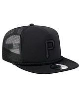 New Era Men's Black Pittsburgh Pirates Tone Foam Meshback Golfer Snapback Hat