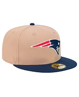 New Era Men's Tan New England Patriots Logo Main 59FIFTY Fitted Hat