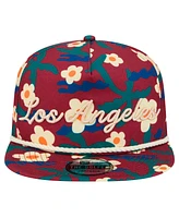 New Era Men's Crimson Los Angeles Lakers Vacation Floral Golfer Snapback Hat