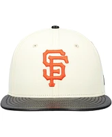 New Era Men's Cream San Francisco Giants Game Night Leather Visor 59FIFTY Fitted Hat