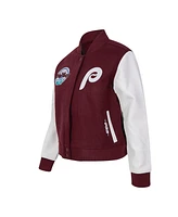 Pro Standard Women's Burgundy Philadelphia Phillies Game Day Classics Wool Varsity Jacket
