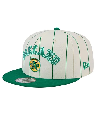 New Era Men's White Oakland Athletics Jersey Pinstripe 9FIFTY Snapback Hat