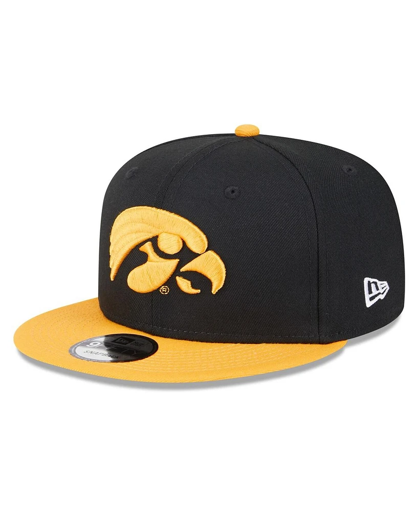 New Era Men's Black Iowa Hawkeyes Two-Tone 9FIFTY Snapback Hat