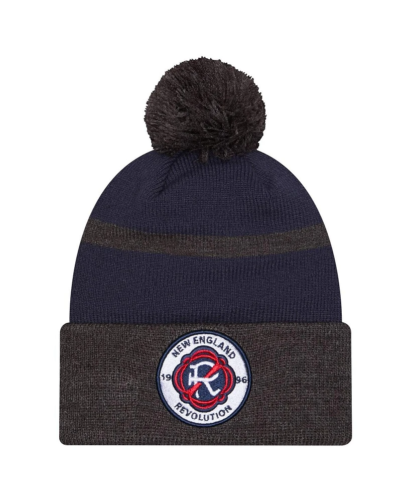 New Era Men's Navy New England Revolution 2025 Kickoff Cuffed with pom Knit hat