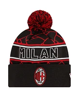 New Era Men's Black Ac Milan Sport Cuffed with pom Knit hat