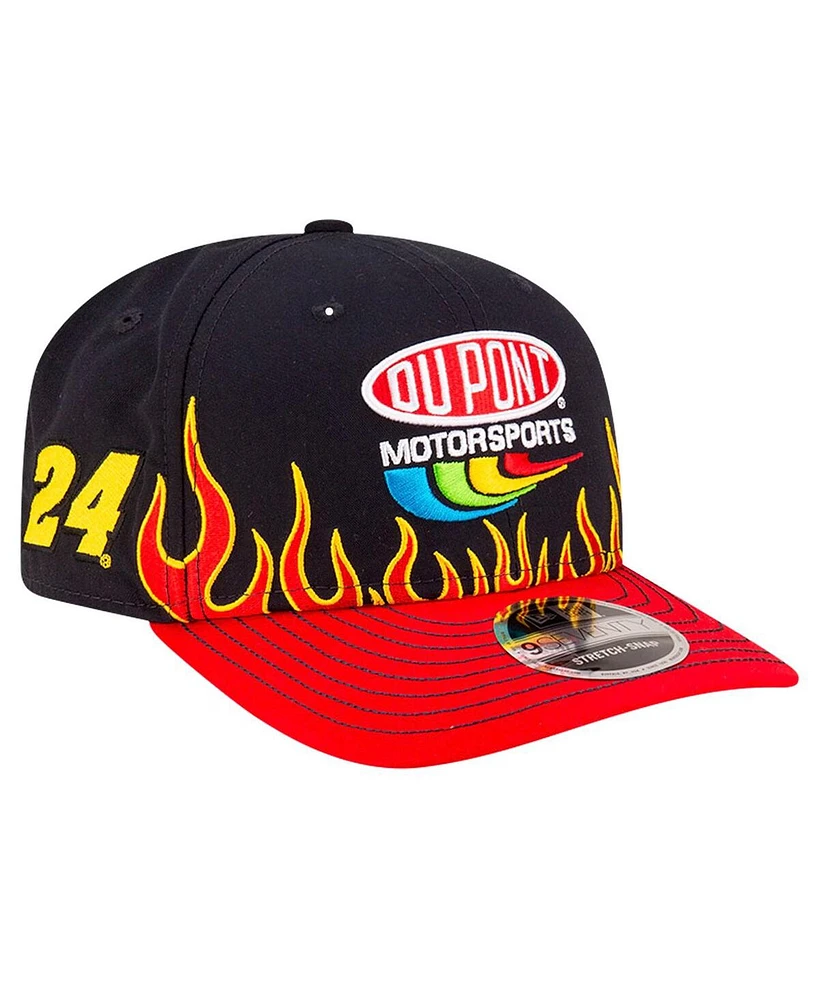 New Era Men's Black/Scarlet Jeff Gordon DuPont Flames 9SEVENTY Stretch-snap Hat