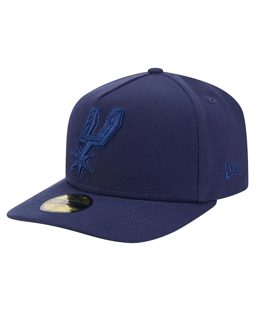 New Era Men's Navy San Antonio Spurs Colorpack A-Frame Pinch Front 59FIFTY Fitted Hat