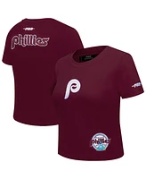 Pro Standard Women's Burgundy Philadelphia Phillies Game Day Classics Baby Doll Cropped T-Shirt