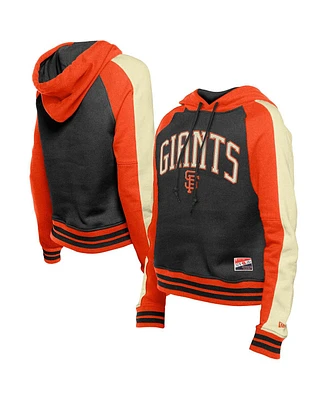New Era Women's Black San Francisco Giants Cooperstown Collection Cropped Raglan Pullover Hoodie
