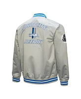 Mitchell & Ness Men's Gray Detroit Lions Double Down Satin Full-Snap Jacket