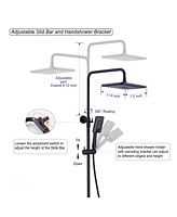 Thermostatic rain shower faucet Exposed Wall Mount Handheld Shower Set, Matte Black
