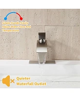 Single Handle Bathroom Sink Faucet, Waterfall Spout Bathroom Sink Faucet for Bath and Rv Sinks, Deck Mount 1 hole or 3 holes