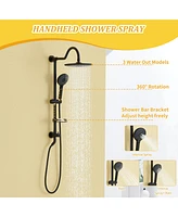 Exposed Shower System with 3 Spray Modes Hand Shower, Exposed Shower Faucet Set with Height Adjustable Lift Rod