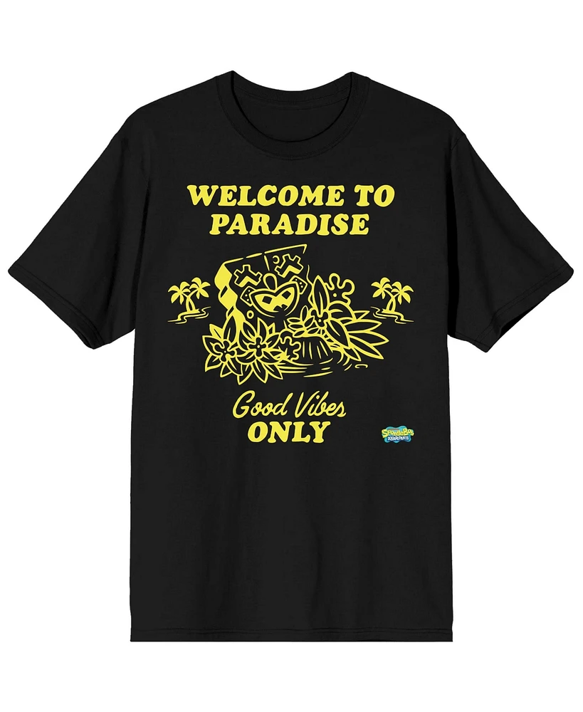 SpongeBob SquarePants Big & Tall Welcome To Paradise Good Vibes Only Black Graphic Tee-4XL