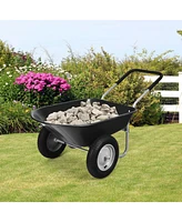 2-Tire Wheelbarrow Garden Cart Heavy-Duty Utility Dolly for Landscaping & Yard Work