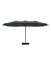 Mondawe 15 ft Double Sided Twin Outdoor Patio Market Umbrella with Base Weight Included