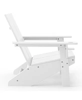 Outdoor Hdpe Modern Adirondack Chair with Cup Holder (Set of 2)