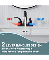 4 Inch 2-Handle Bathroom Sink Faucet Centerset Bathroom Faucet 2 Handle Sink Faucet with Pop up Drain Water Supply Hoses Brushed Nickel