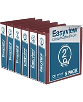 Easyview Premium, Round Ring, Customizable, View Binder, 6 Pack (Burgundy