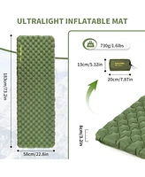 Naturehike 1.2LB Ultralight Insulated Sleeping Pad with R4.6, 3.2in Thickened Nktr Air Inflatable Sleeping Mat for Camping, Hiking, Climbing with Infl