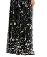 Mac Duggal Women's Embellished Illusion Butterfly Sleeve V Neck Gown