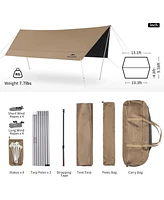 Naturehike Cloud Skies Camping Tent Tarp with Poles, Waterproof Pu 18000mm+ Rain Shelter, Anti-uv UPF2000+ Camping Sun Shelter Camping Canopy, Camping