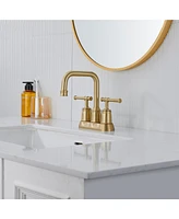 2 Handle Bathroom Sink Faucet, 4-Inch Centerset Faucet with Pop Up Drain and Water Supply Lines