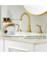 2 Handle Bathroom Faucet 3 Hole Sink with Pop-up Drain Lavatory Assembly Vanity Faucets, Brushed Gold