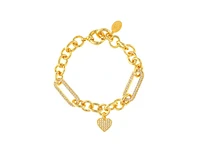 Paperclip link Bracelet with Heart Charm