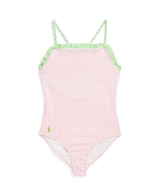 Polo Ralph Lauren Big Girls Gingham Ruffled One-Piece Swimsuit