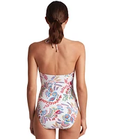 Lauren Ralph Women's Printed Cutout Bandeau One-Piece Swimsuit