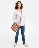 Style & Co Women's Embroidered Cotton Peasant Top, Exclusively at Macy's