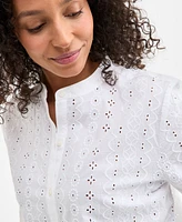 Style & Co Women's Cotton Eyelet-Embroidered Blouse, Exclusively at Macy's
